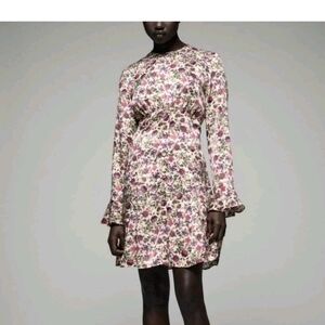 Zara Dress Size M Floral Long Sleeve Dress Silky New
